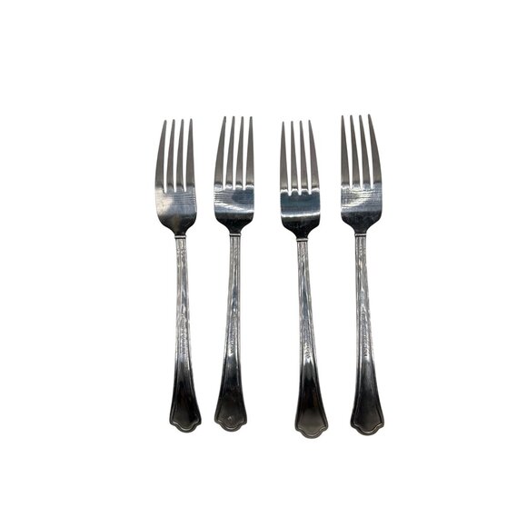 Pfaltzgraff Capri Frost Stainless Steel 4 Dinner Forks Glossy Bevel Finish 18/0 - Picture 4 of 5